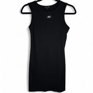 PrettyLittleThing Black Ribbed Dress